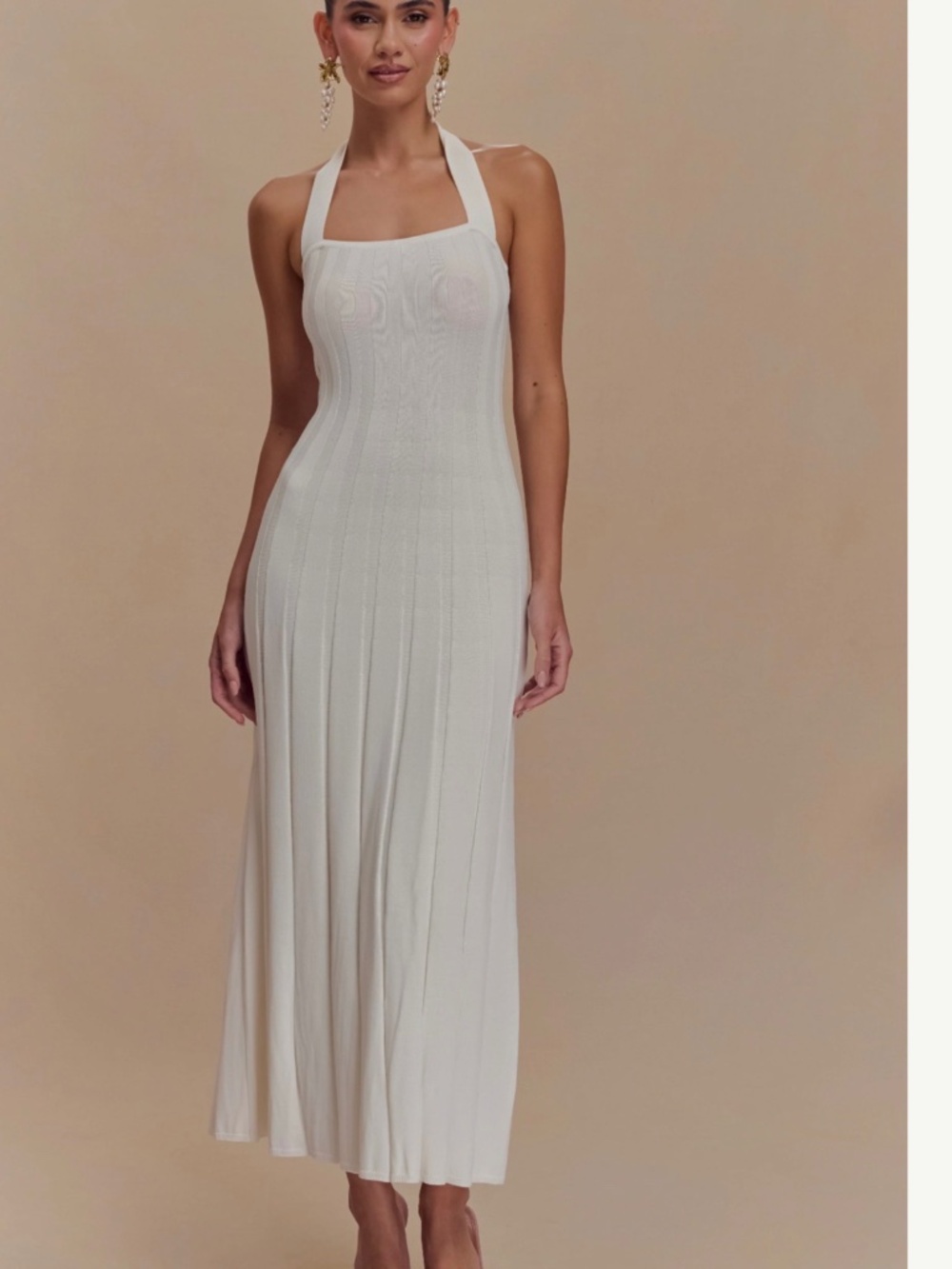 Jacqui Halter Knit Midi Dress - Ivory